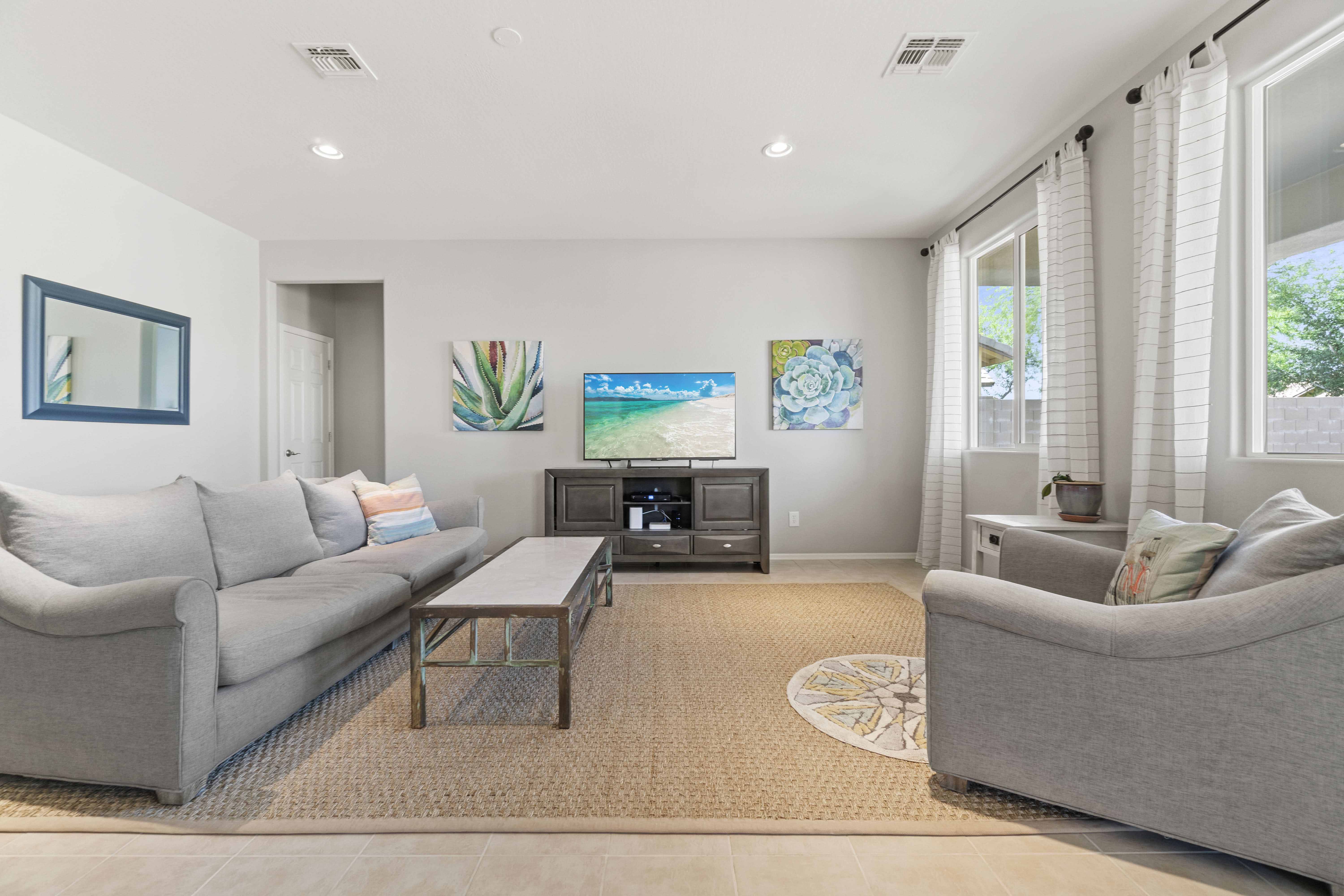 interior of a living room with couches